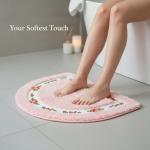 Sytian Romantic Rose Flower Bath Mat - Super Soft Non-Slip Absorbent Rug for Bathroom Bedroom Living Room and Entryway (Pink, 15.7 x 23.6 Inches, Semicircular)