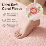 Sytian Romantic Rose Flower Bath Mat - Super Soft Non-Slip Absorbent Rug for Bathroom Bedroom Living Room and Entryway (Pink, 15.7 x 23.6 Inches, Semicircular)