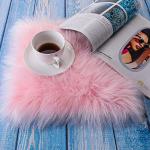 WLLHYF 10 Inches Mini Square Faux Fur Rug， Small Fluffy Area Rug Cushion for Living Room Sofa Bedroom Floor Soft Square Chair Cover Seat Pad Nail Mat for Photographing Background of Jewelry