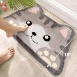Molesun Cute Cat Bath Mat, Plush Microfiber Bathroom Rug Water Absorbent Bath Rug Non-Slip Soft Shower Rug Thick Shaggy Animal Floor Mats, Machine Washable, Cat, 18" x 30"