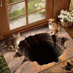 Bottomless 3D Optical Illusion Rug Hole, Floor Rugs That Looks Like A Hole, Front Door Mat Indoor Outdoor Entrance, Non-Slip Doormat for Bedroom, Living Room, Porch, Patio Porch Entryway (40x60cm)