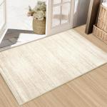 Aoyaomi Moroccan Area Rug 2x3 - Washable Distressed Entryway Rug Non-Slip Small Rug, Soft Low-Pile Geometric Farmhouse Indoor Door Mat Floor Carpet for Entrance Bedroom Kitchen(2'x3',Ivory Beige)
