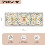 BBSET Sage Green Floral Bathroom Rug 47 * 16inch Long Plant Bath Mat for Shower Non Slip Absorbent Cute Leaf Bath Rugs (Yellow Flower)