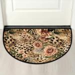 Bardic Leopard Skin Half Round Front Porch Door Mat, Animal Tiger Print Semicircular Non-Slip Floor Mat Entry Area Rug for Indoor Outdoor