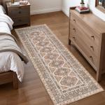 2x6 Runner Rug Kitchen Washable: Oriental Indoor Hallway Runners with Non Slip Backing Floor Mat for Entryway Door Low Pile Thin Carpet for Bedroom Bathroom Living Room Bedside Brick