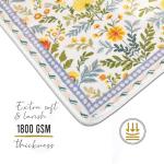BBSET Sage Green Floral Bathroom Rug 47 * 16inch Long Plant Bath Mat for Shower Non Slip Absorbent Cute Leaf Bath Rugs (Yellow Flower)