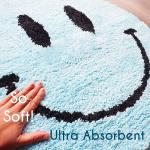 Evovee Blue Bath Mat Rug Funny Happy Cute Bathroom Decor Face Shower Rugs Retro Funky Bedroom Aesthetic Fun Round Preppy Cool Apartment College Washable Novelty Bathmat