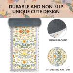 BBSET Sage Green Floral Bathroom Rug 47 * 16inch Long Plant Bath Mat for Shower Non Slip Absorbent Cute Leaf Bath Rugs (Yellow Flower)