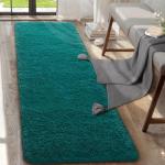 AROGAN Shag 2x6 Runner Rug for Bedroom, Washable Rugs Runners with Memory Foam for Hallways, Entryway Indoor Fluffy Throw Rug for Beside Living Room Kids Girls Nursery Dorm, Teal Green