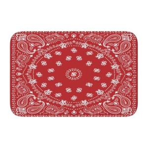 DAAGETCV Red Western Paisley Bandana Pattern Bathroom Rugs ，Crystal Velvet Locking Edge Floor Mat, Non-Slip Bathroom Mat for Kitchen Bedroom Bathroom Home Decor 15.7"X23.6"