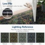 Lessymo Floral Black Green Washable Rugs 8x10, Living Room Area Rug Non Slip Boho Low Plie Large Carpet for Bedroom Dining Room Home Office, Vintage Flower Decor Distressed Retro Indoor