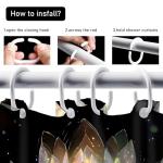 AZHM 4PCS Lotus Shower Curtain Set Black and Gold Flower Bathroom Decor Sets with Shower Curtain and Rugs and Accessories with 12 Hooks for Toilet