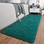AROGAN Shag 2x6 Runner Rug for Bedroom, Washable Rugs Runners with Memory Foam for Hallways, Entryway Indoor Fluffy Throw Rug for Beside Living Room Kids Girls Nursery Dorm, Teal Green