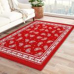 ZDABAOEC Red Bandana Rug, 2x3 Rug, Paisley Area Rugs for Bedroom Living Room Entryway, Patterned Small Rug & Washable Non Slip Indoor Floor Carpet & Home Decor, Red Bandana Bedroom Set