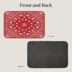 DAAGETCV Red Western Paisley Bandana Pattern Bathroom Rugs ，Crystal Velvet Locking Edge Floor Mat, Non-Slip Bathroom Mat for Kitchen Bedroom Bathroom Home Decor 15.7"X23.6"
