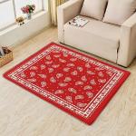 ZDABAOEC Red Bandana Rug, 2x3 Rug, Paisley Area Rugs for Bedroom Living Room Entryway, Patterned Small Rug & Washable Non Slip Indoor Floor Carpet & Home Decor, Red Bandana Bedroom Set