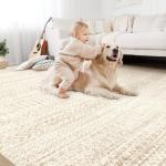 Aoyaomi Moroccan Area Rug 2x3 - Washable Distressed Entryway Rug Non-Slip Small Rug, Soft Low-Pile Geometric Farmhouse Indoor Door Mat Floor Carpet for Entrance Bedroom Kitchen(2'x3',Ivory Beige)