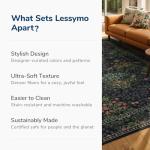 Lessymo Floral Black Green Washable Rugs 8x10, Living Room Area Rug Non Slip Boho Low Plie Large Carpet for Bedroom Dining Room Home Office, Vintage Flower Decor Distressed Retro Indoor