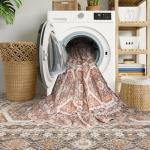 2x6 Runner Rug Kitchen Washable: Oriental Indoor Hallway Runners with Non Slip Backing Floor Mat for Entryway Door Low Pile Thin Carpet for Bedroom Bathroom Living Room Bedside Brick