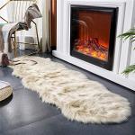 EasyJoy Ultra Soft Fluffy/Fuzzy Shaggy Area Rug Faux Fur Chair Cover Seat Pad for Bedroom Floor Sofa Living Room (2 x 6 ft Sheepskin, Beige)