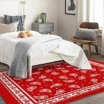 ZDABAOEC Red Bandana Rug, 2x3 Rug, Paisley Area Rugs for Bedroom Living Room Entryway, Patterned Small Rug & Washable Non Slip Indoor Floor Carpet & Home Decor, Red Bandana Bedroom Set