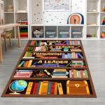 Classroom Library Rug, Reading Rug for Classroom Library, Carpet for Study Room, Non-Slip Rubber Bottom Low Pile Fade Resistant, Full Size 2x3 3x5 4x6 5x7 6x9 Ft S01