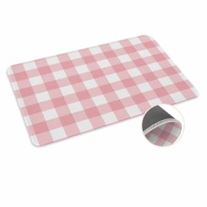 Pink Gingham Buffalo Check Doormat Welcome Mats Rugs Non-Slip Carpet Outdoor/Indoor for Home/Office/Bedroom,20(W) X31.5(L),Pink White Plaid
