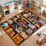 Classroom Library Rug, Reading Rug for Classroom Library, Carpet for Study Room, Non-Slip Rubber Bottom Low Pile Fade Resistant, Full Size 2x3 3x5 4x6 5x7 6x9 Ft S01