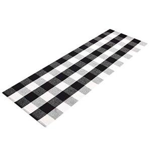 LEVINIS Buffalo Check Kitchen Rug Black and White Runner Rugs for Living Room/Bedroom, Cotton Gingham Hand-Woven Checkered Kitchen Rug Runner, 70.8''x23.6''