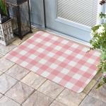 Pink Gingham Buffalo Check Doormat Welcome Mats Rugs Non-Slip Carpet Outdoor/Indoor for Home/Office/Bedroom,20(W) X31.5(L),Pink White Plaid