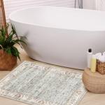 WITSHOCK 2x3 Washable Entry Area Rugs Doormat: Non Slip Rubber Backing Carpet - Low Pile for Kitchen Door Mat Indoor Entrance - Stain & Fade Resistant for Pet & Kids Friendly (Light Blue)