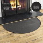 Plow & Hearth 32"x60" Half Round Flame Resistant Hearth Rug | 2 Layer Fiberglass Mat | Protect Hardwood/Carpet from Sparks & Embers Wood Stove (Charcoal)