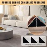 12Pcs Rug Tape, Premium Carpet Tape, Non-Slip Rug Tape for Rugs, No Residue Keep Rugs Flat for Hardwood Floors & Tiles (Black)