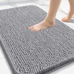 Arotive Bathroom Rugs 30x20, Extra Soft Absorbent Shaggy Chenille Bath Rugs, Machine Washable Rubber Backing Non-Slip Bath Mats for Bathroom Floor Tub and Shower, Home Decor Accessories, Grey