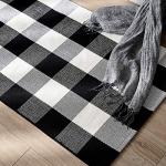 LEVINIS Buffalo Check Kitchen Rug Black and White Runner Rugs for Living Room/Bedroom, Cotton Gingham Hand-Woven Checkered Kitchen Rug Runner, 70.8''x23.6''