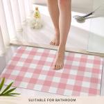 Pink Gingham Buffalo Check Doormat Welcome Mats Rugs Non-Slip Carpet Outdoor/Indoor for Home/Office/Bedroom,20(W) X31.5(L),Pink White Plaid