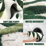 Green Bathroom Rug, Sage Green Leaves Rug, Soft Water Absorbent Non-Slip Washable Bath Mat for Bathroom, Tub and Floor, Botanical Shower Decor Carpet & Doormat, 18"x26"