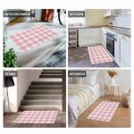 Pink Gingham Buffalo Check Doormat Welcome Mats Rugs Non-Slip Carpet Outdoor/Indoor for Home/Office/Bedroom,20(W) X31.5(L),Pink White Plaid