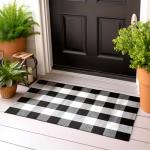 Busichka Black and White Checkered Rug – 27.5"x44.5" Buffalo Plaid Outdoor Rug – Durable Material, Easy-to-Clean, Trendy Pattern for Indoor and Outdoor Use