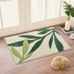 Green Bathroom Rug, Sage Green Leaves Rug, Soft Water Absorbent Non-Slip Washable Bath Mat for Bathroom, Tub and Floor, Botanical Shower Decor Carpet & Doormat, 18"x26"
