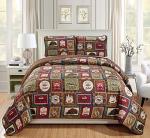 Rugs 4 Less Southwestern Great Outdoors Wilderness Cabin Lodge and Lakehouse 3-Piece Quilt Bedding Set with Plaid Patterns and Outdoor Destination Signs Quilted Bedspread (King/Cal-King - Lodge)