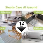 Rabenda 12 Pcs Rug Tape, Non Slip Rug Pads Grippers for Hardwood Floors and Tiles, Reusable Carpet Tape for Area Rugs, Double-Sided Adhesive Rug Stickers Keep Corners Flat (Black)