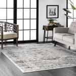 Nuloom Madisson Grey/Ivory, 4' x 6', Vintage Medallion, Recycled Materials, Soft and Cozy, High Traffic, Stain Resistant, Easy Clean, Durable Area Rug for Bedroom, Living Room, Dining, Entryway