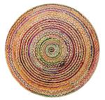 COTTON CRAFT Jute Chindi Braid Rag Rug - Boho Farmhouse Rustic Area Accent Throw Rug - Handwoven Reversible Natural Recycled Cotton - Living Room Den Study Home Décor Gift - 8 Feet Round - Multi Color