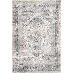 Nuloom Madisson Grey/Ivory, 4' x 6', Vintage Medallion, Recycled Materials, Soft and Cozy, High Traffic, Stain Resistant, Easy Clean, Durable Area Rug for Bedroom, Living Room, Dining, Entryway
