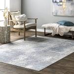 nuLOOM Alice Blue/Ivory, 6'7" x 9', Modern Abstract, Recycled Materials, Comfy and Soft, High Traffic, Stain Resistant, Durable Area Rug for Bedroom, Living Room, Dining Space, Entryway