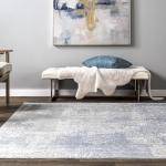 Nuloom Alice Blue/Ivory, 8' Round, Modern Abstract, Recycled Materials, Comfy and Soft, High Traffic, Stain Resistant, Durable Area Rug for Bedroom, Living Room, Dining Space, Entryway