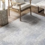 nuLOOM Alice Blue/Ivory, 6'7" x 9', Modern Abstract, Recycled Materials, Comfy and Soft, High Traffic, Stain Resistant, Durable Area Rug for Bedroom, Living Room, Dining Space, Entryway