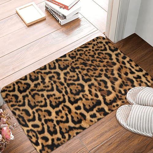 Leopard Cheetah Print Bath Mats for Bathroom Decor, Animal Skin Pattern Absorbent Bath Rug Non-Slip Floor Rug Carpets for Kitchen Bathroom Laundry Bedroom Living Room