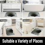 Visual Illusion Endless Abyss Pattern HD Printed Non-Slip Doormat, 3D Optical Illusion Rug, Bottomless Hole Area Rugs, Abyss Carpet for Floor Door Mat, Ground Crack for Home Decoration(#A,16 * 24in)